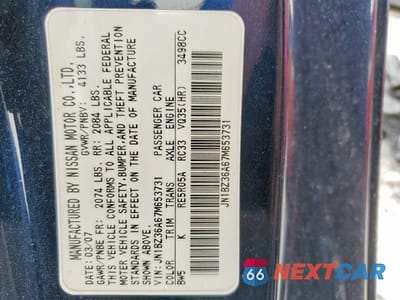 Zdjęcie 13 z 13 samochodu: 2007 NISSAN 350Z ROADSTER VIN:JN1BZ36A67M653731 - miniatura
