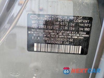 Zdjęcie 13 z 13 samochodu: 2024 HYUNDAI SONATA HYBRID SEL VIN:KMHL34JJ4RA097144 - miniatura