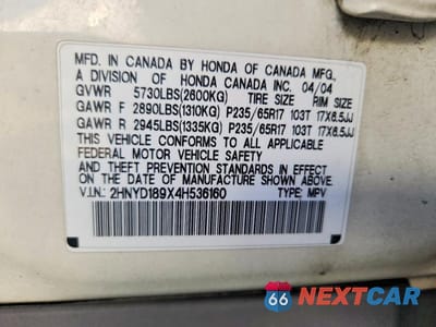 Zdjęcie 13 z 13 samochodu: 2004 ACURA MDX TOURING VIN:2HNYD189X4H536160 - miniatura