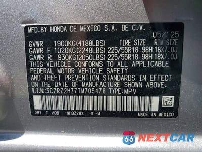 Zdjęcie 13 z 13 samochodu: 2026 HONDA HR-V EXL VIN:3CZRZ2H77TM705478 - miniatura