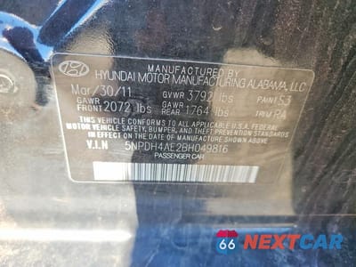 Zdjęcie 12 z 12 samochodu: 2011 HYUNDAI ELANTRA LIMITED VIN:5NPDH4AE2BH049816 - miniatura