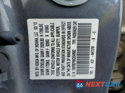 Zdjęcie 13 z 13 samochodu: 2012 HONDA CIVIC EX VIN:19XFB2F89CE048962 - miniatura