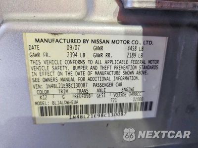 Zdjęcie 12 z 12 samochodu: 2008 NISSAN ALTIMA 3.5 SE VIN:1N4BL21E98C130087 - miniatura