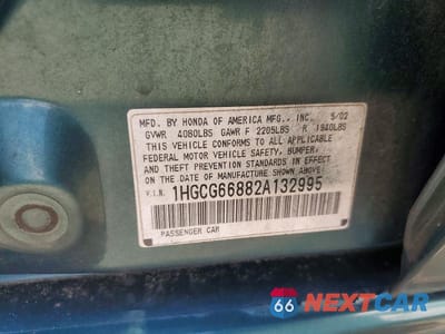 Zdjęcie 12 z 12 samochodu: 2002 HONDA ACCORD EX VIN:1HGCG66882A132995 - miniatura