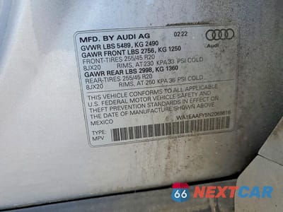 Zdjęcie 13 z 13 samochodu: 2022 AUDI Q5 PREMIUM PLUS 45 VIN:WA1EAAFY5N2065616 - miniatura