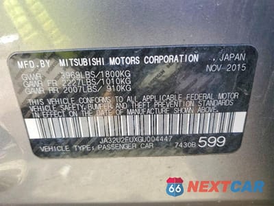 Zdjęcie 12 z 12 samochodu: 2016 MITSUBISHI LANCER ES VIN:JA32U2FUXGU004447 - miniatura