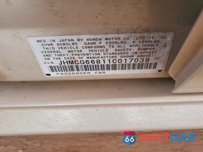Zdjęcie 13 z 13 samochodu: 2001 HONDA ACCORD EX VIN:JHMCG66811C017039 - miniatura
