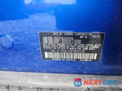 Zdjęcie 12 z 12 samochodu: 2023 SUBARU WRX LIMITED VIN:JF1VBAL68P9809148 - miniatura