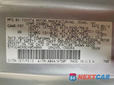 Zdjęcie 12 z 12 samochodu: 2013 TOYOTA TACOMA V6 VIN:5TFUU4EN9DX054086 - miniatura