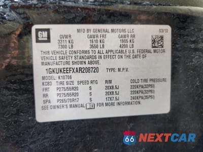 Zdjęcie 13 z 13 samochodu: 2010 GMC YUKON DENALI VIN:1GKUKEEFXAR208720 - miniatura
