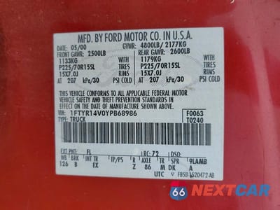 Zdjęcie 12 z 12 samochodu: 2000 FORD RANGER SUPER CAB VIN:1FTYR14V0YPB68986 - miniatura