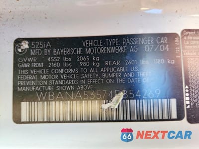 Zdjęcie 12 z 12 samochodu: 2004 BMW 525 I VIN:WBANA53574B854269 - miniatura