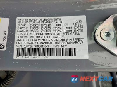Zdjęcie 14 z 14 samochodu: 2024 HONDA CR-V SPORT TOURING VIN:5J6RS6H97RL017049 - miniatura