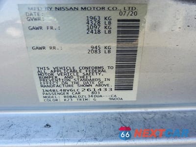 Zdjęcie 13 z 13 samochodu: 2020 NISSAN ALTIMA S VIN:1N4BL4BV6LC261433 - miniatura