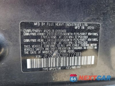 Zdjęcie 14 z 14 samochodu: 2011 SUBARU FORESTER TOURING VIN:JF2SHGGC9BH772383 - miniatura