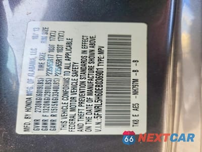 Zdjęcie 13 z 13 samochodu: 2014 HONDA ODYSSEY EXL VIN:5FNRL5H60EB036901 - miniatura