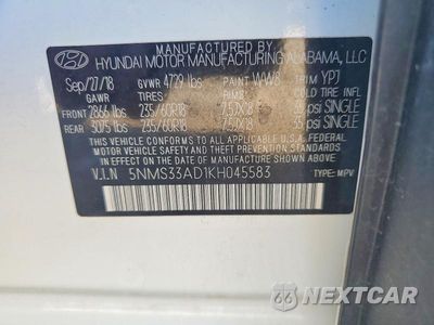 Zdjęcie 14 z 14 samochodu: 2019 HYUNDAI SANTA FE SEL PLUS 2.4L VIN:5NMS33AD1KH045583 - miniatura