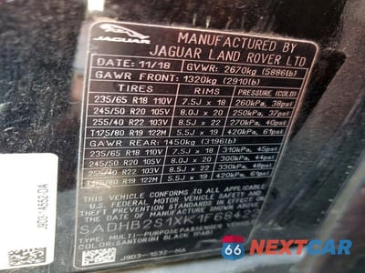 Zdjęcie 13 z 13 samochodu: 2019 JAGUAR I-PACE S VIN:SADHB2S1XK1F68422 - miniatura