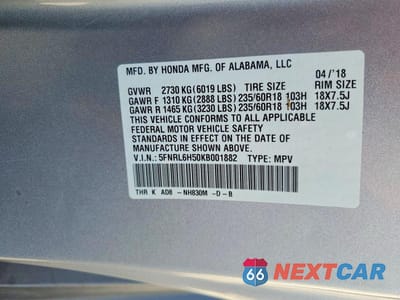 Zdjęcie 13 z 13 samochodu: 2019 HONDA ODYSSEY EX VIN:5FNRL6H50KB001882 - miniatura