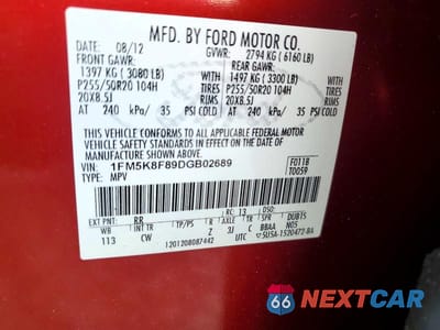 Zdjęcie 13 z 13 samochodu: 2013 FORD EXPLORER LIMITED VIN:1FM5K8F89DGB02689 - miniatura