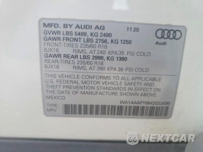Zdjęcie 13 z 13 samochodu: 2021 AUDI Q5 PREMIUM VIN:WA1AAAFY8M2033496 - miniatura