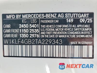 Zdjęcie 14 z 14 samochodu: 2026 MERCEDES-BENZ E 350 VIN:W1KLF4GB2TA229343 - miniatura