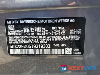 Zdjęcie 12 z 12 samochodu: 2026 BMW X5 XDRIVE40I VIN:5UX23EU05T9319383 - miniatura