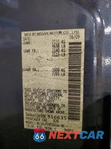 Zdjęcie 12 z 12 samochodu: 2009 NISSAN MAXIMA 3.5 S VIN:1N4AA51E09C856635 - miniatura