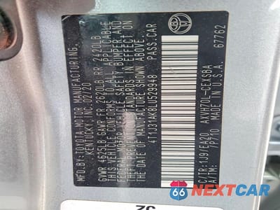 Zdjęcie 12 z 12 samochodu: 2020 TOYOTA CAMRY SE VIN:4T1J31AK8LU529948 - miniatura