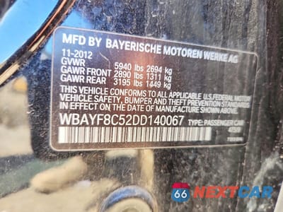 Zdjęcie 12 z 12 samochodu: 2013 BMW 750 LXI VIN:WBAYF8C52DD140067 - miniatura