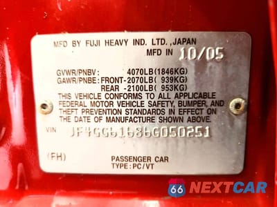 Zdjęcie 12 z 12 samochodu: 2006 SAAB 9-2 2.5I VIN:JF4GG61686G050251 - miniatura