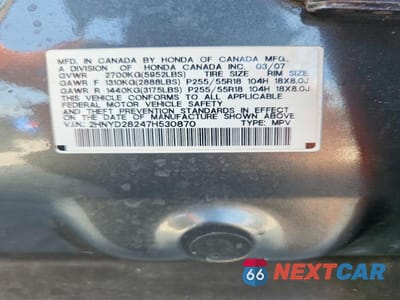 Zdjęcie 13 z 13 samochodu: 2007 ACURA MDX VIN:2HNYD28247H530870 - miniatura