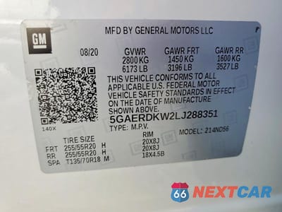Zdjęcie 13 z 13 samochodu: 2020 BUICK ENCLAVE AVENIR VIN:5GAERDKW2LJ288351 - miniatura