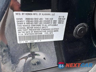 Zdjęcie 13 z 13 samochodu: 2018 HONDA PILOT EXL VIN:5FNYF6H57JB012590 - miniatura