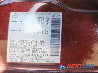 Zdjęcie 13 z 13 samochodu: 2025 NISSAN ALTIMA SV VIN:1N4BL4DV9SN356701 - miniatura