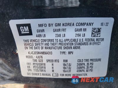 Zdjęcie 12 z 12 samochodu: 2022 BUICK ENCORE PREFERRED VIN:KL4CJESM4NB564313 - miniatura