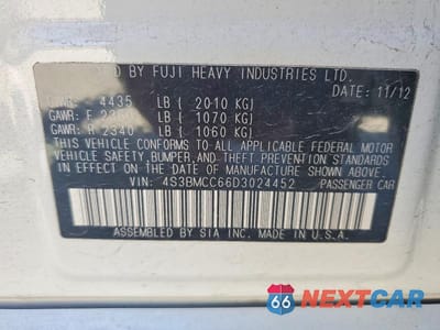 Zdjęcie 12 z 12 samochodu: 2013 SUBARU LEGACY 2.5I PREMIUM VIN:4S3BMCC66D3024452 - miniatura