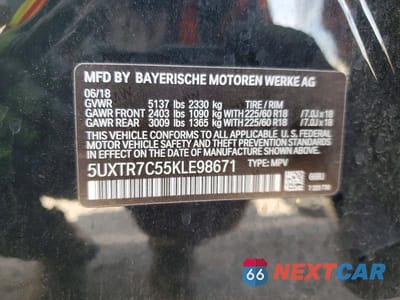 Zdjęcie 12 z 12 samochodu: 2019 BMW X3 SDRIVE30I VIN:5UXTR7C55KLE98671 - miniatura