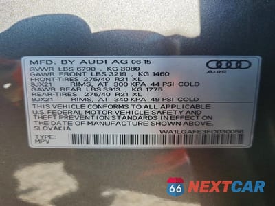 Zdjęcie 14 z 14 samochodu: 2015 AUDI Q7 PREMIUM PLUS VIN:WA1LGAFE3FD030056 - miniatura