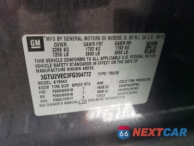 Zdjęcie 12 z 12 samochodu: 2015 GMC SIERRA K1500 SLT VIN:3GTU2VEC3FG394772 - miniatura