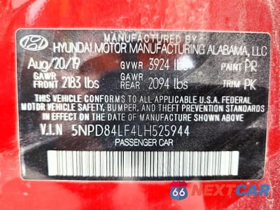 Zdjęcie 13 z 13 samochodu: 2020 HYUNDAI ELANTRA SEL VIN:5NPD84LF4LH525944 - miniatura