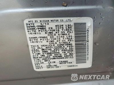 Zdjęcie 13 z 13 samochodu: 2013 NISSAN ROGUE S VIN:JN8AS5MV8DW636142 - miniatura