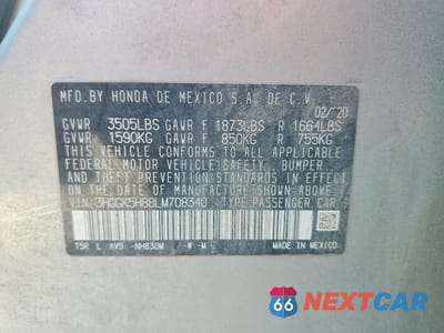 Zdjęcie 13 z 13 samochodu: 2020 HONDA FIT EX VIN:3HGGK5H88LM708340 - miniatura