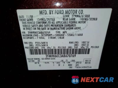 Zdjęcie 13 z 13 samochodu: 2010 FORD FLEX SEL VIN:2FMHK6CC3ABA70769 - miniatura