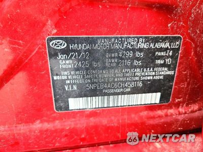 Zdjęcie 12 z 12 samochodu: 2012 HYUNDAI SONATA/GL/ VIN:5NPEB4AC6CH458116 - miniatura