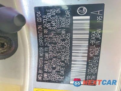 Zdjęcie 13 z 13 samochodu: 2004 LEXUS ES 330 VIN:JTHBA30GX45030456 - miniatura