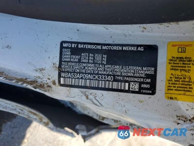 Zdjęcie 13 z 13 samochodu: 2022 BMW 430I VIN:WBA53AP09NCK33340 - miniatura