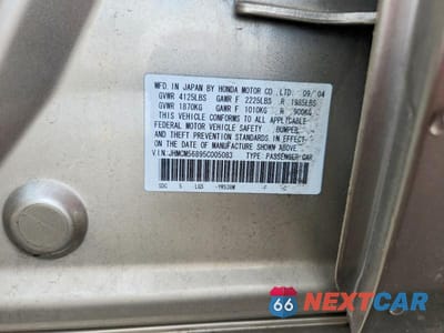 Zdjęcie 12 z 12 samochodu: 2005 HONDA ACCORD EX VIN:JHMCM56895C005083 - miniatura