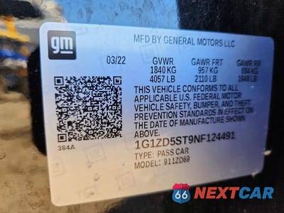 Zdjęcie 12 z 12 samochodu: 2022 CHEVROLET MALIBU LT VIN:1G1ZD5ST9NF124491 - miniatura