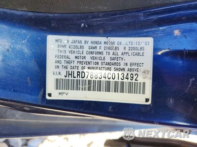 Zdjęcie 13 z 13 samochodu: 2004 HONDA CR-V EX VIN:JHLRD78834C013492 - miniatura